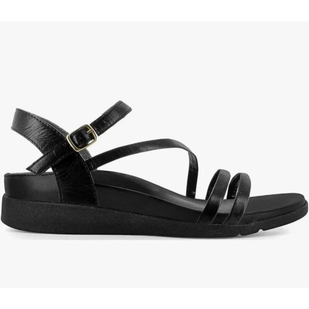 Strive Womens Orthopedic Black Sandals Strappy Leather Arch Support Anguila 10 M